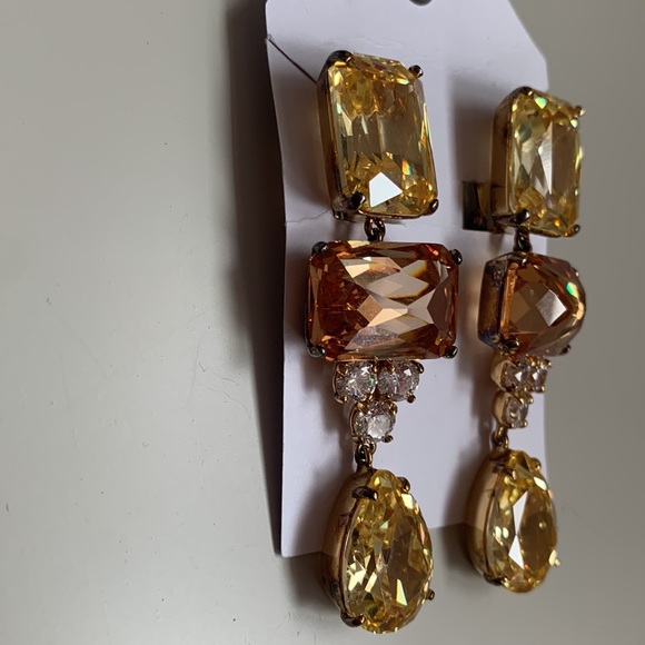 Large citrine topaz crystal earrings - Picture 3 of 4